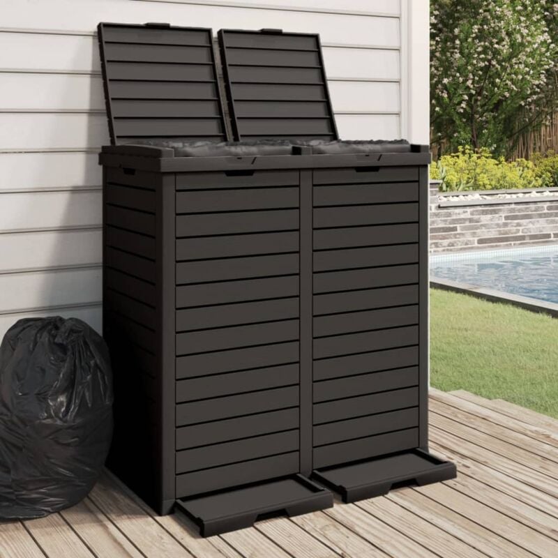 foto del prodotto maison exclusive furniture limited cestino per rifiuti da esterno nero 78x41x86