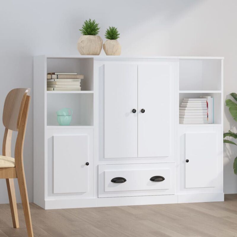 foto del prodotto maison exclusive furniture limited credenze 3 pz bianche in legno multistrato
