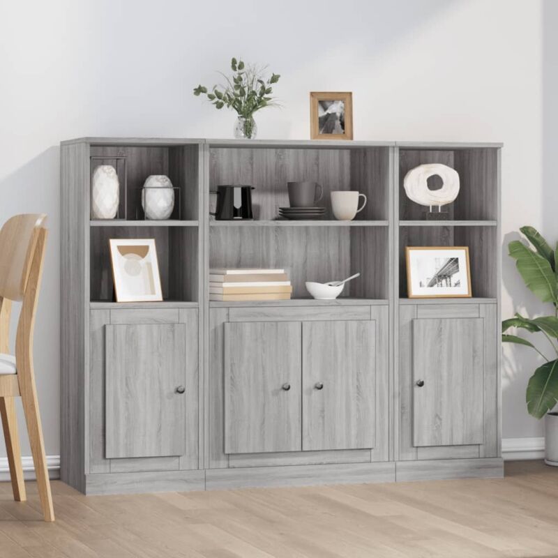 foto del prodotto maison exclusive furniture limited credenze 3 pz grigio sonoma in legno