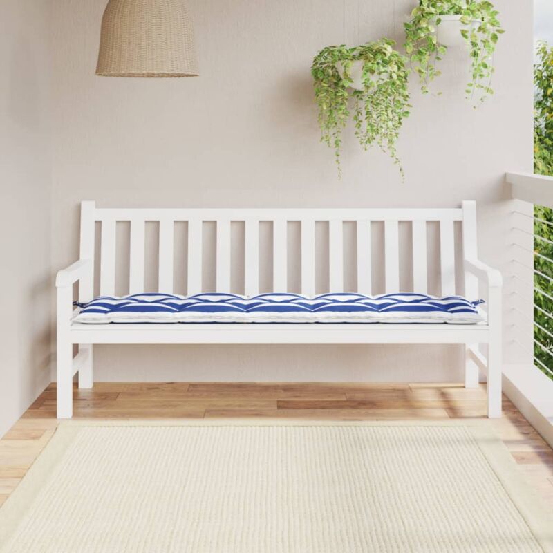 foto del prodotto maison exclusive furniture limited cuscino per panca bianco e blu 180x50x7 cm in