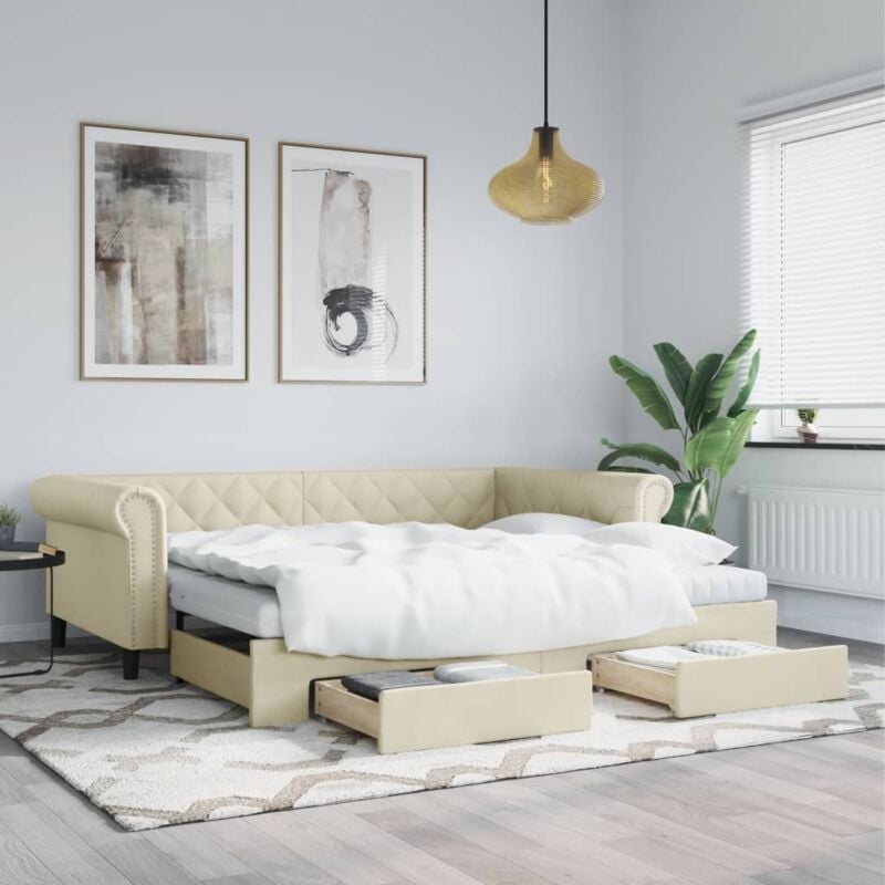 foto del prodotto maison exclusive furniture limited divano letto estraibile con cassetti crema