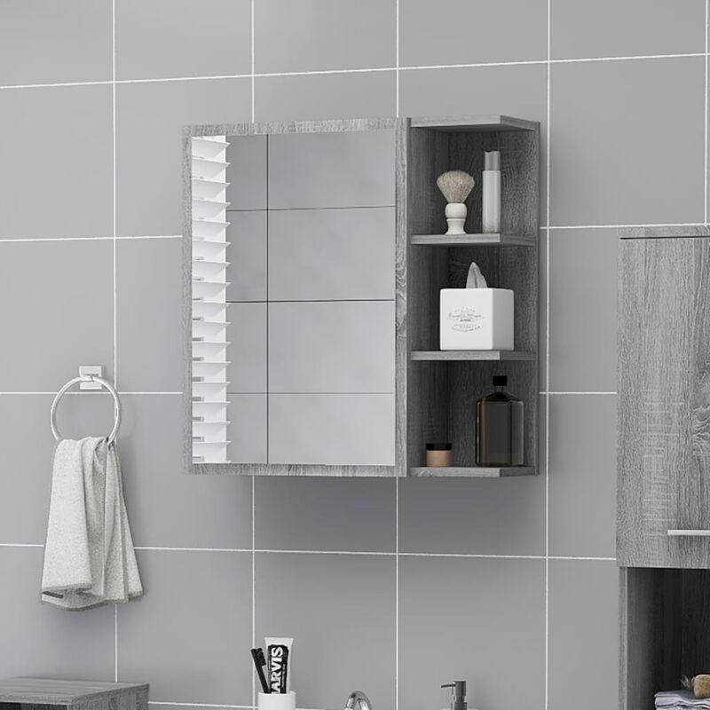 foto del prodotto maison exclusive - furniture limited - mobile da bagno a specchio grigio sonoma