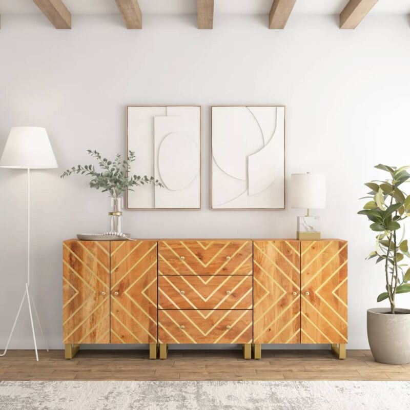 foto del prodotto maison exclusive furniture limited mobiletti 3pz marrone e nero 60x33,5x75 cm