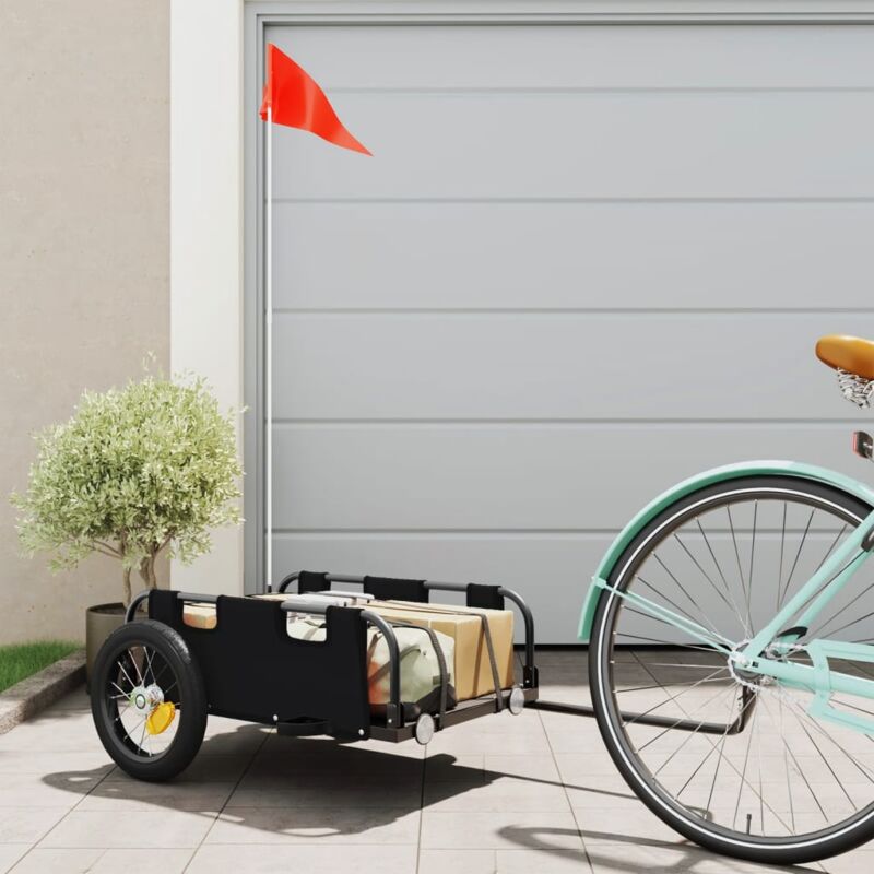 foto del prodotto maison exclusive - furniture limited - rimorchio da bici nero oxford e ferro