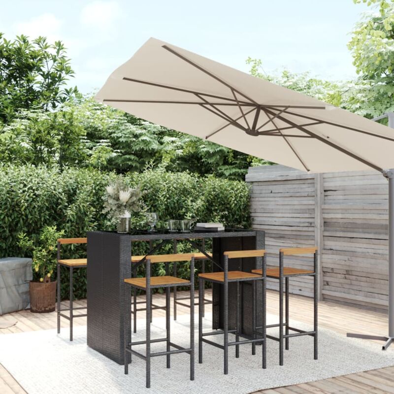 foto del prodotto maison exclusive furniture limited set bar giardino 7 pz nero polyrattan e legno