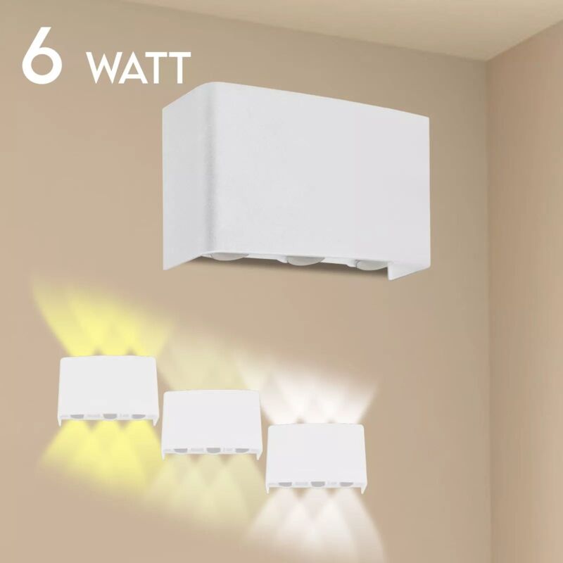 foto del prodotto maka applique led lampada a parete doppia luce ip65 interno esterno regolabile white 6w