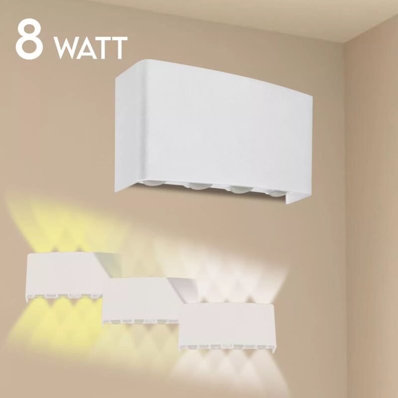foto del prodotto maka applique led lampada a parete doppia luce ip65 interno esterno regolabile white 8w