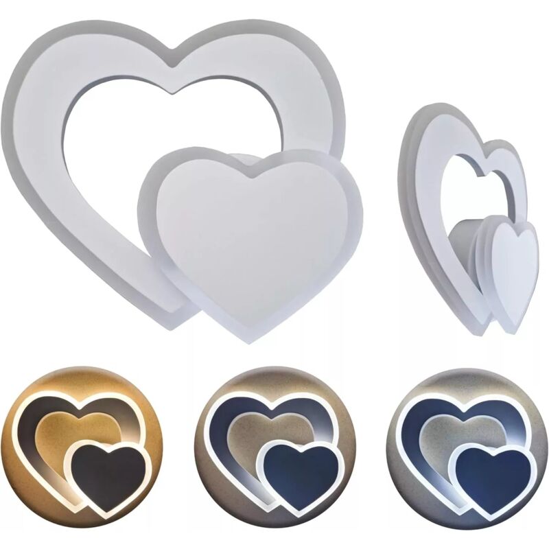 foto del prodotto maka applique moderna a led 13w 1000 lumen con design a forma di cuore, lampada da parete per interni, bianco nero, facile montaggio