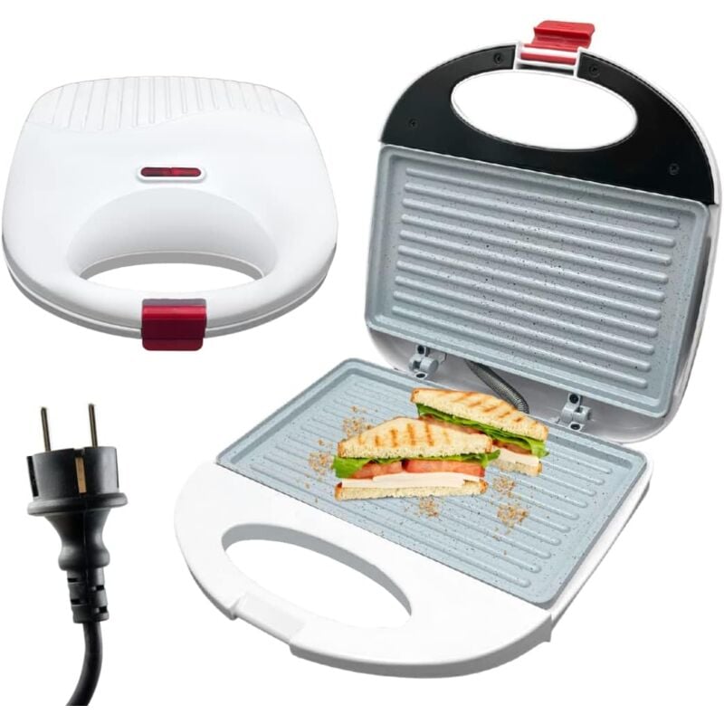 foto del prodotto maka bistecchiera elettrica portatile 1400w o 750w piastre antiaderenti 21 x 25 cm apertura 90 griglia per panini, toast, bistecche e verdure 750