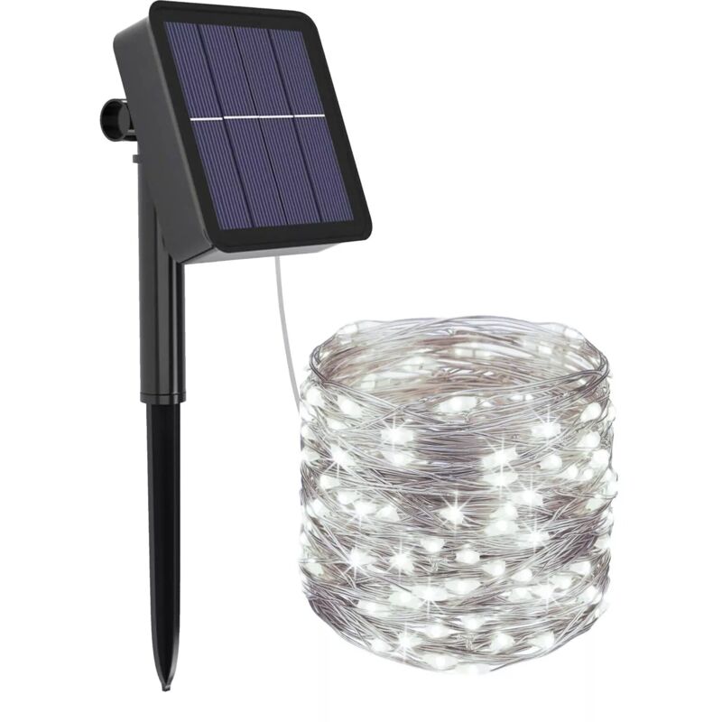 foto del prodotto maka catena di luci led solare 20m per esterni, 200 led, ip44, 8 modalit di illuminazione, con pannello solare, ideale per decorazioni natalizie,