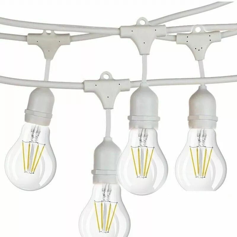 foto del prodotto maka catena luminosa esterno led e27, 10m 15m cavo bianco nero, ip54, prolungabile fino a 1000w 1500w per giardino, feste, patio bianco 10 metri