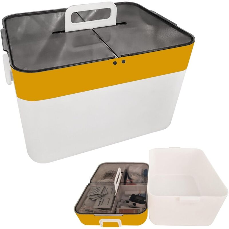 foto del prodotto maka contenitore medicinali portatile 27x21x18 cm in abs con coperchio trasparente, organizer versatile per medicine, cosmetici, trucchi e snack