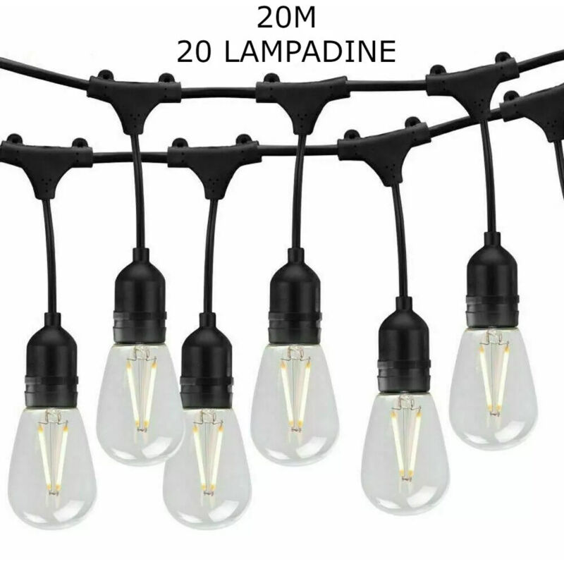 foto del prodotto maka cordoniera catena luminosa da esterno con lampadine led, lunghezza regolabile da 10 a 20 metri, impermeabile, risparmio energetico, ideale per
