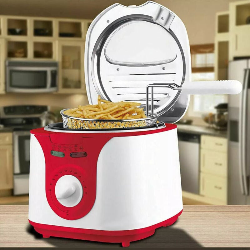 foto del prodotto maka friggitrice elettrica ad olio 2l con cestello ad immersione, temperatura regolabile e design compatto. ideale per preparare fritture croccanti