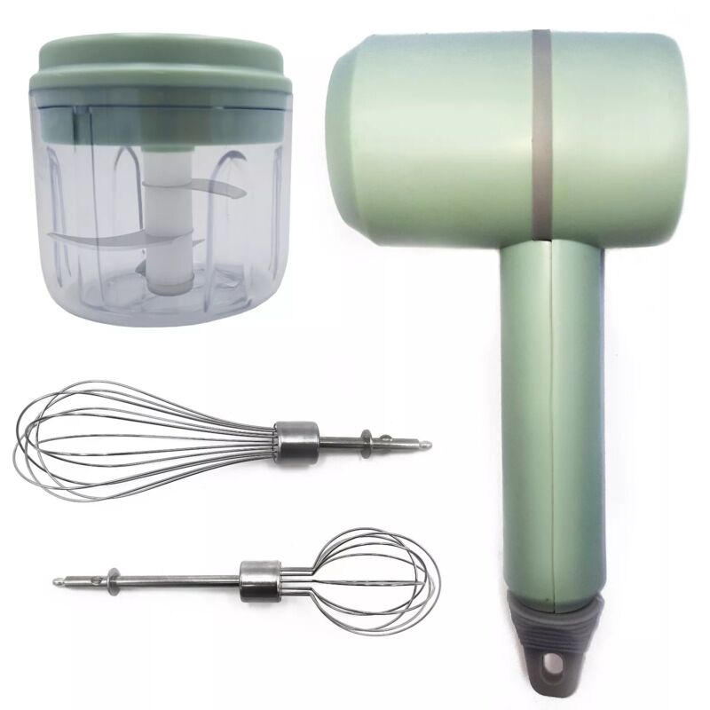 foto del prodotto maka frullatore a immersione 3in1 sbattitore tritatutto con lame in acciaio inox ricaricabile via usb, multifunzione per cucina, compatto e facile