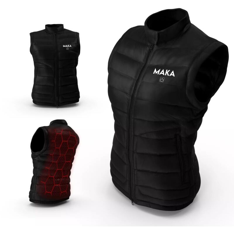 foto del prodotto maka gilet riscaldato termico unisex usb, ideale per sport e lavoro outdoor, imbottito e compatibile con powerbank, calore costante per attivit 