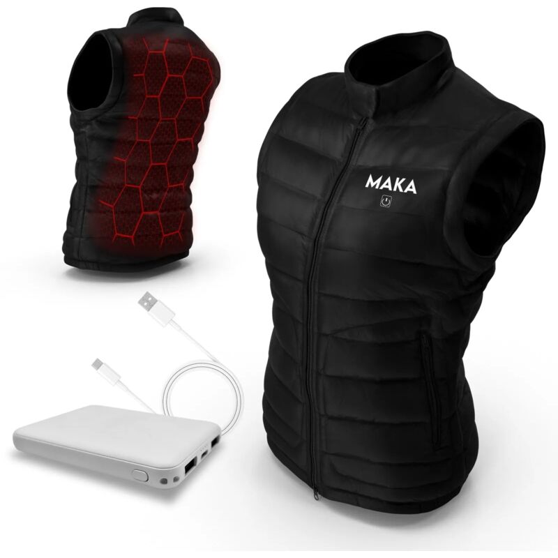 foto del prodotto maka gilet riscaldato termico unisex usb, ideale per sport e lavoro outdoor, imbottito e compatibile con powerbank, calore costante per attivit 