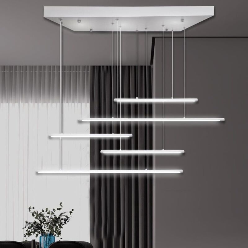 foto del prodotto maka lampadario a sospensione led dimmerabile con telecomando, luce calda e fredda 3000k 6500k, ideale per soggiorno, cucina e camera da letto, 38w