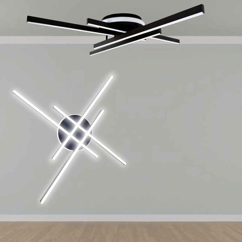 foto del prodotto maka lampadario led da soffitto 45w, plafoniera moderna con luce fredda 6500k, design minimo per soggiorno, camera da letto, cucina e bagno, facile