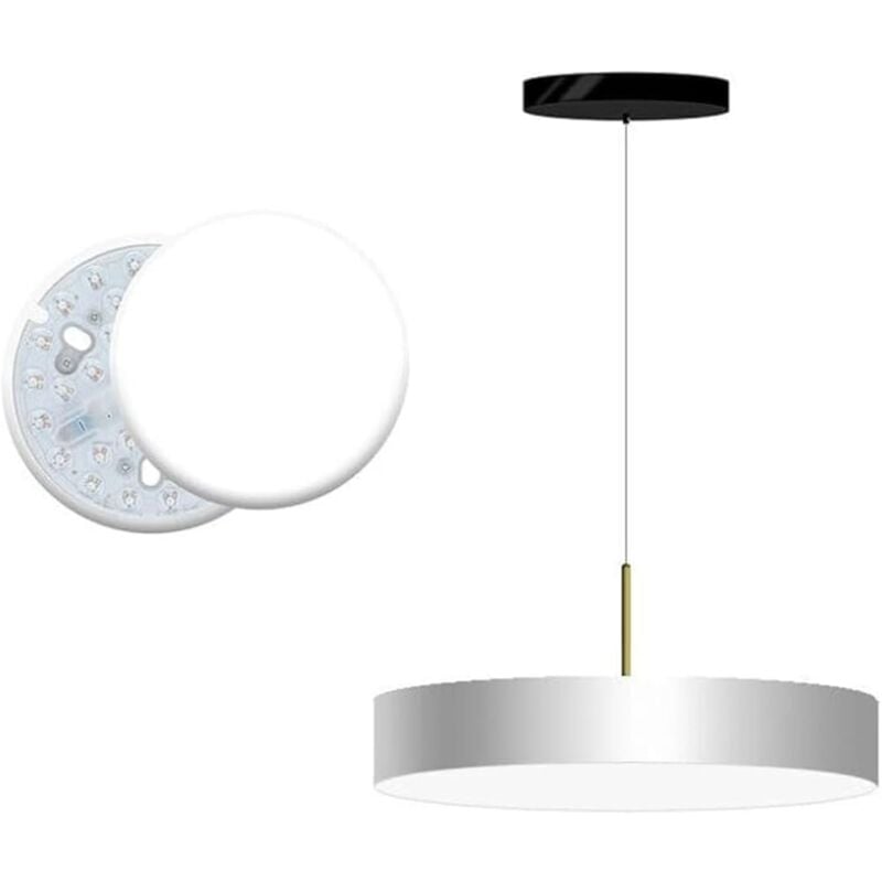 foto del prodotto maka lampadario sospeso 40w, 28 cm, 3800 lumen, luce naturale o fredda 4000k o 6500k , design moderno in alluminio oro, ideale per soggiorno,