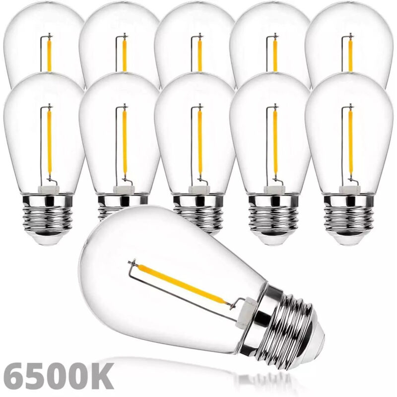 foto del prodotto maka lampadine led e27 filamento vintage, set da 10luce calda 3000k, naturale 4000k, fredda 6500k, 1w 11w, trasparente, risparmio energetico,