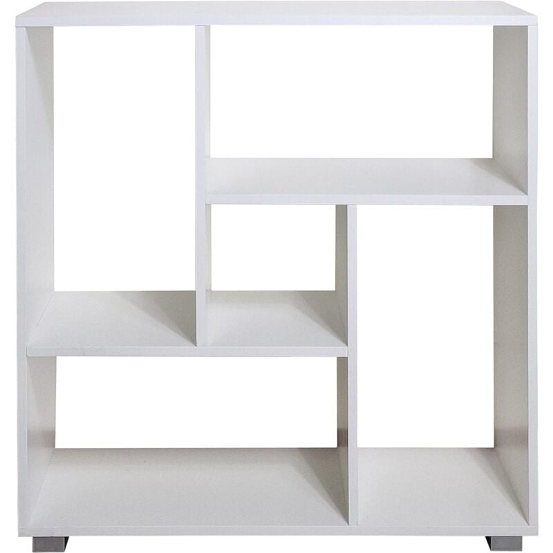 foto del prodotto maka libreria scaffale per soggiorno con 5 ripiani in legno laminato mobiletto versatile per cucina, ufficio e studio bianco rovere, italo 