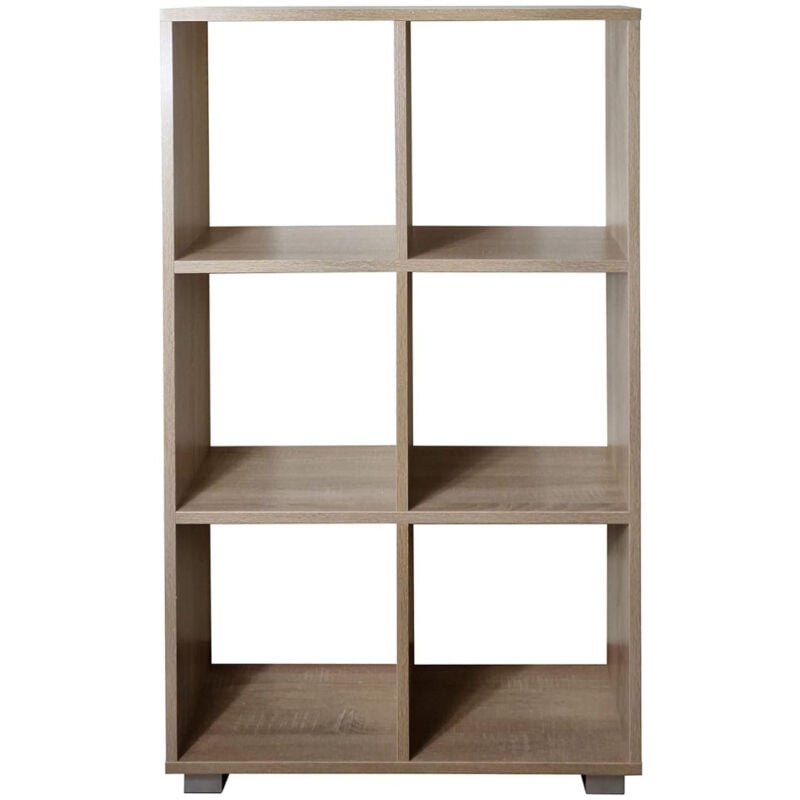foto del prodotto maka libreria scaffale per soggiorno con 6 ripiani in legno laminato mobiletto versatile per cucina, ufficio e studio rovere bianco, socrate 