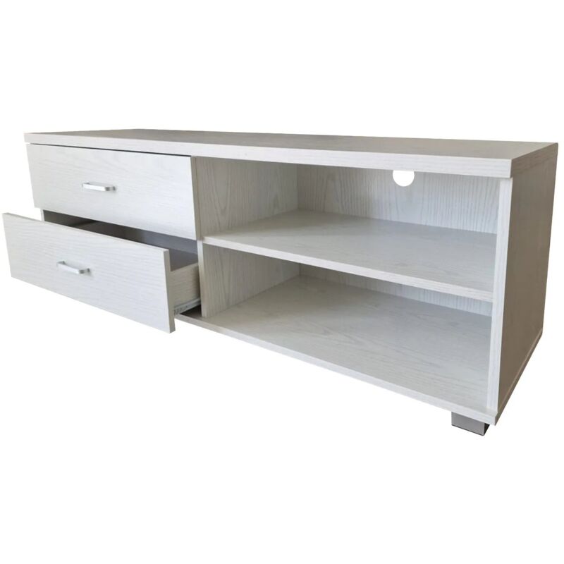 foto del prodotto maka mobile tv soggiorno moderno in legno truciolato melaminico con cassetti e ripiani, supporta tv fino a 50 pollici, design elegante e funzionale
