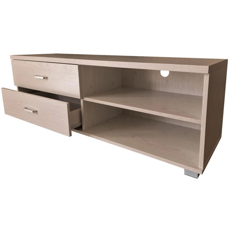 foto del prodotto maka mobile tv soggiorno moderno in legno truciolato melaminico con cassetti e ripiani, supporta tv fino a 50 pollici, design elegante e funzionale