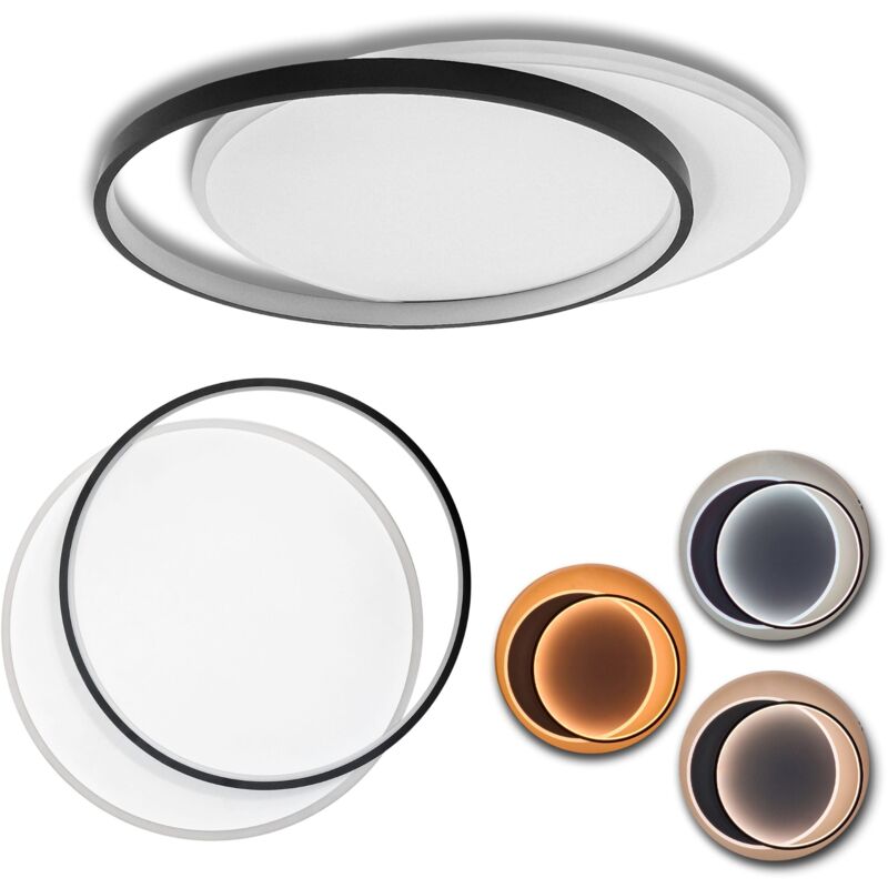 foto del prodotto maka plafoniera lampadario led da interno rotondo o quadrato 36w 39w 48w temperatura colore regolabile tra 3000k 4500k 6000k, design 3d con doppio