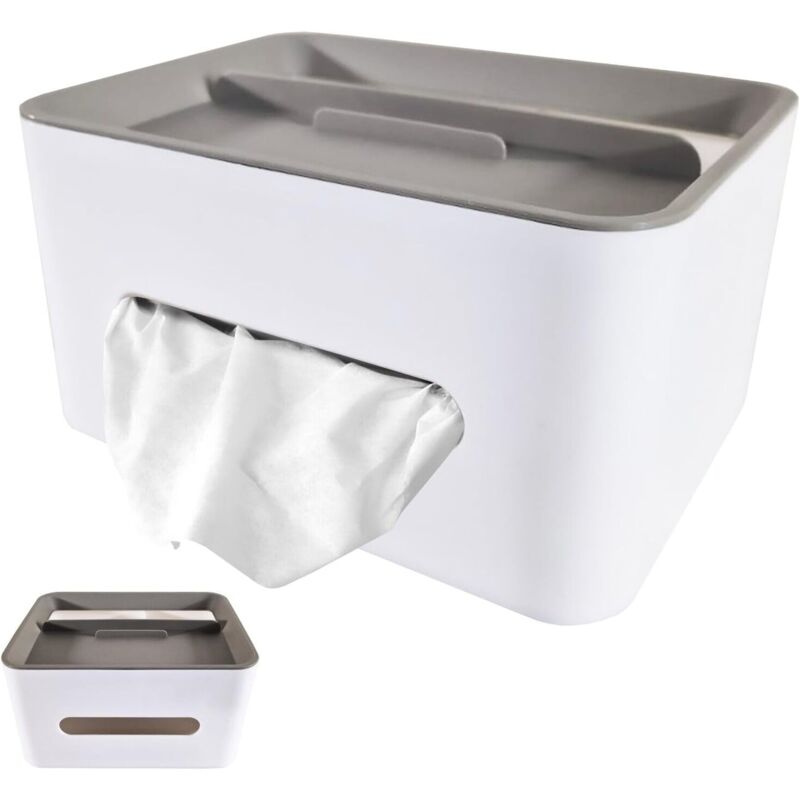 foto del prodotto maka porta fazzoletti carta rettangolare multifunzione 21x16x12 cm in pvc, supporto per smartphone e organizer per trucchi, perfetto per bagno,