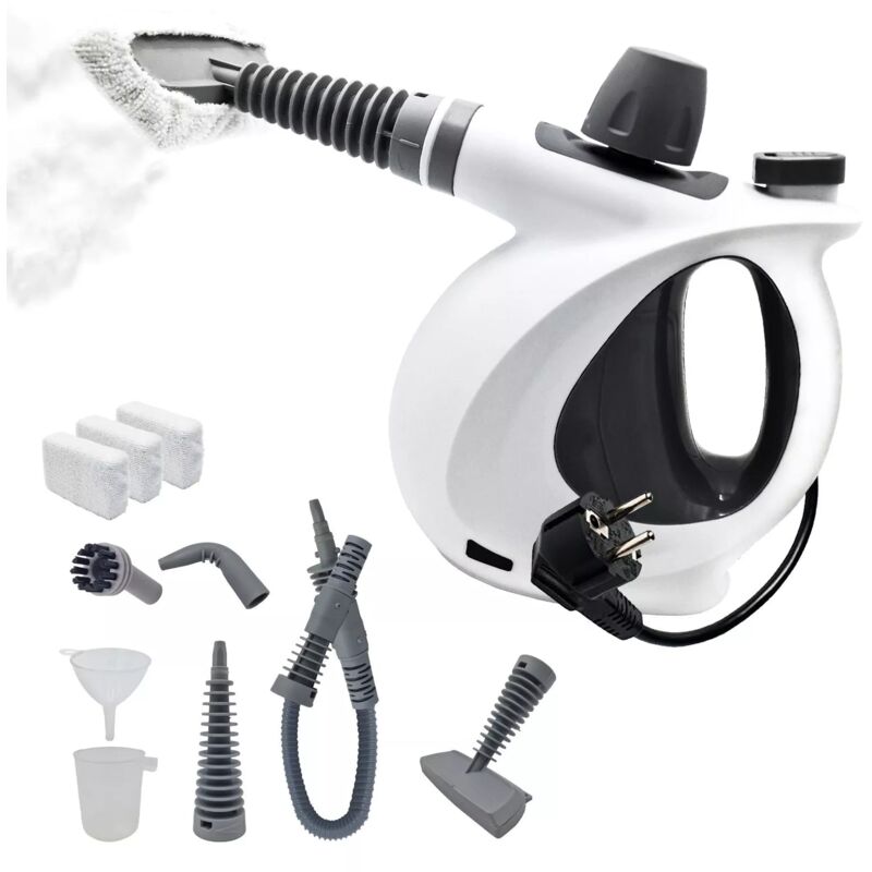 foto del prodotto maka pulitore a vapore portatile, sanificatore multifunzione 1000w, 3 bar di pressione, ideale per pavimenti, tappeti, vetri, tessuti e piastrelle,