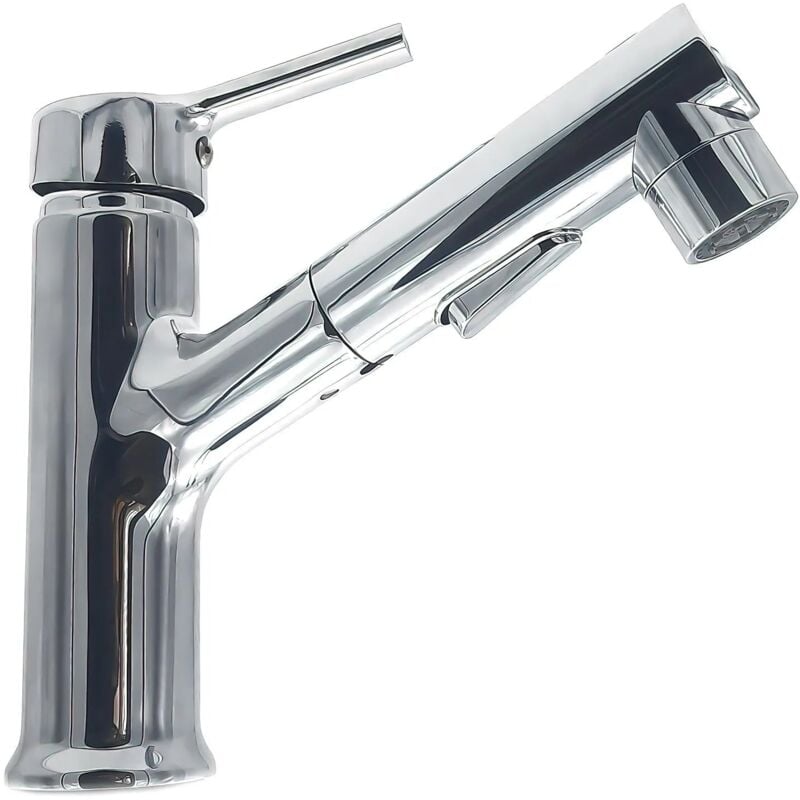 foto del prodotto maka rubinetto bagno nero con doccetta estraibile e miscelatore monocomando, design elegante e facile installazione acciaio cromo