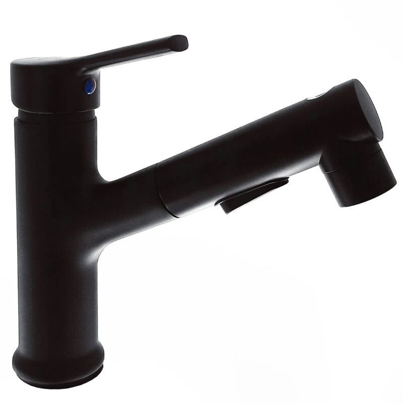 foto del prodotto maka rubinetto bagno nero con doccetta estraibile e miscelatore monocomando, design elegante e facile installazione nero matt