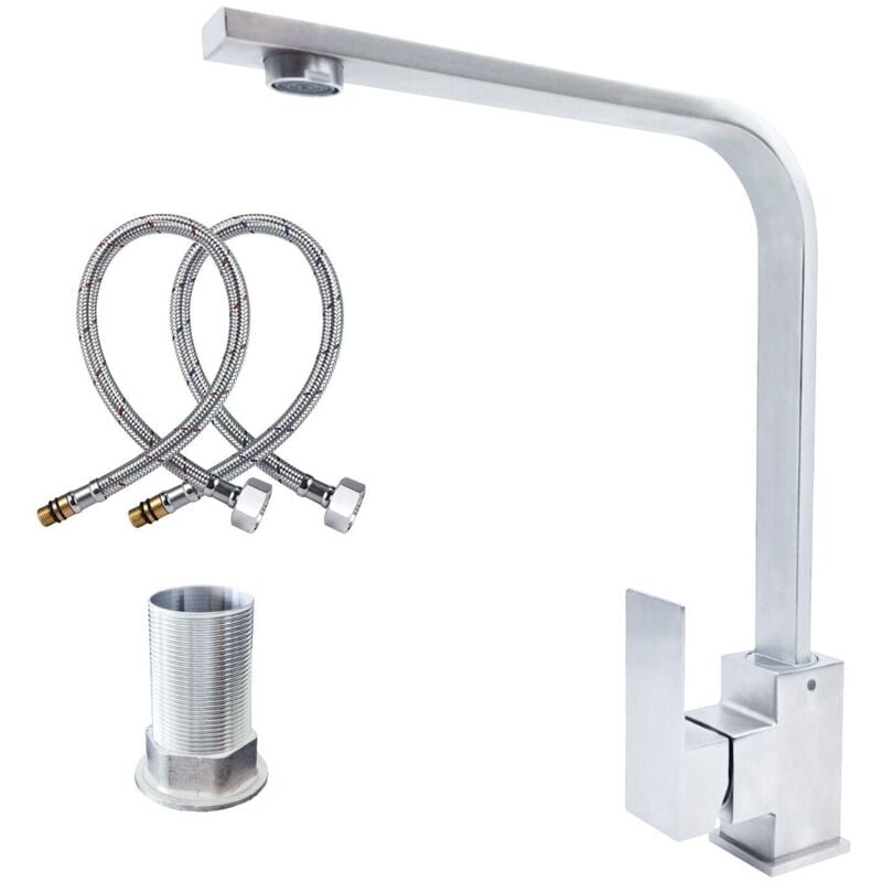foto del prodotto maka rubinetto cucina inox satinato rotante 360 monocomando alta pressione