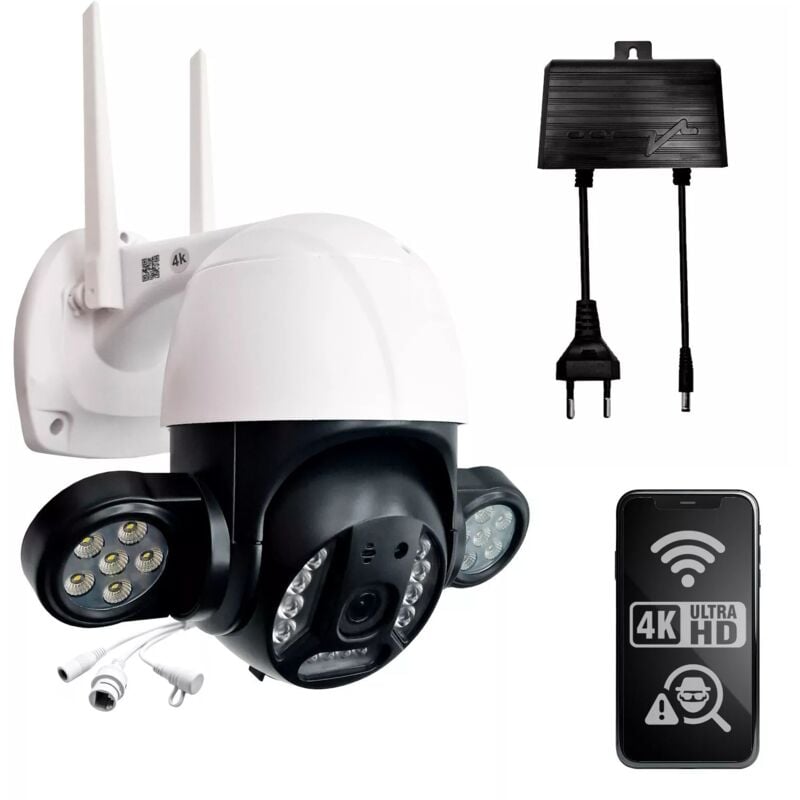 foto del prodotto maka telecamera videosorveglianza 4k hd 360 con visione notturna, impermeabile ip66, audio bidirezionale e compatibilit alexa