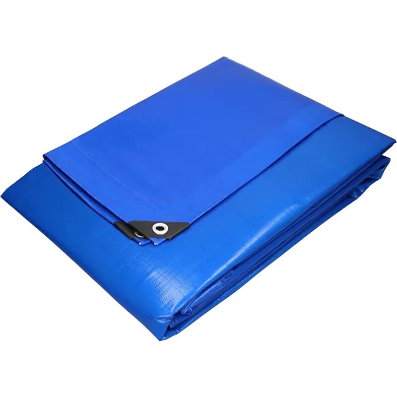 foto del prodotto maka telo impermeabile esterno occhiellato blu, multiuso antistrappo per coprire legna, campeggio, piscina, con anelli in metallo e protezione uv