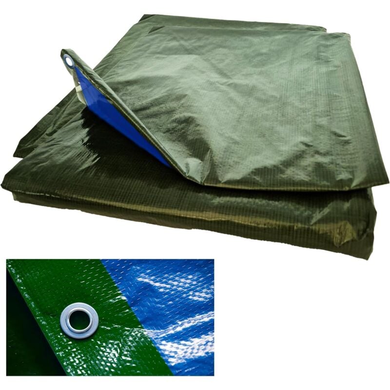 foto del prodotto maka telo impermeabile esterno occhiellato blu, multiuso rinforzato, copertura antistrappo per legna, campeggio, piscina, con anelli in metallo,