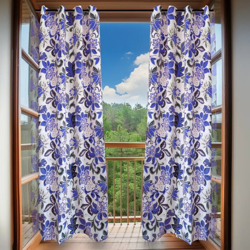 foto del prodotto maka tende da interno coprenti, set da 2 pezzi 140x275 cm con anelli in metallo, ideali per oscurare e decorare gli ambienti blu