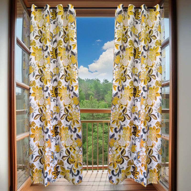 foto del prodotto maka tende da interno coprenti, set da 2 pezzi 140x275 cm con anelli in metallo, ideali per oscurare e decorare gli ambienti giallo