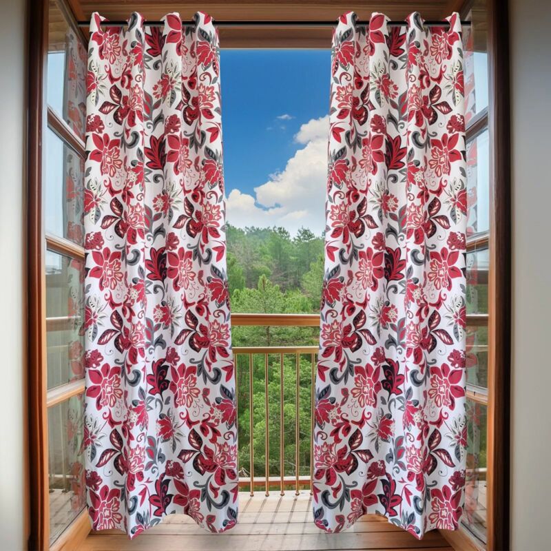 foto del prodotto maka tende da interno coprenti, set da 2 pezzi 140x275 cm con anelli in metallo, ideali per oscurare e decorare gli ambienti red