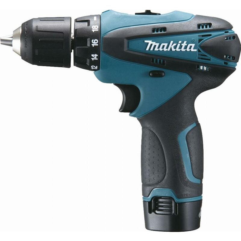 foto del prodotto makita 10,8 v li ion 1,3 ah trapano avvitatore 10 mm 2 batterie, caricabatterie, valigetta df330dwj