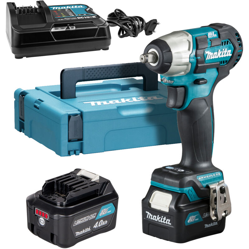foto del prodotto makita 12 v li ion 4 ah 160 nm impact driver 2 batterie caricabatterie in confezione tw160dsmj