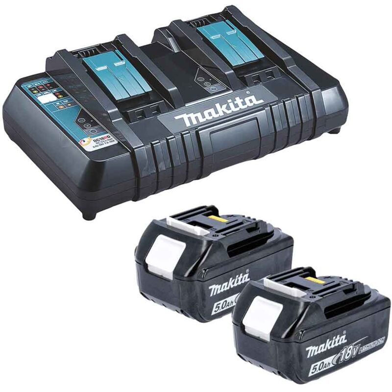 foto del prodotto makita 197628 2z kit energy 2pz bl1850 18v 5,0ah caricabatterie doppio rapido dc18rd