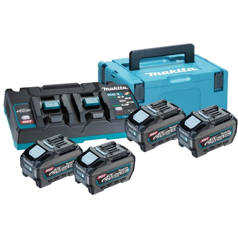 foto del prodotto makita 40v li ion max set di 4 batterie 5.0ah caricabatterie mbox 191u42 2