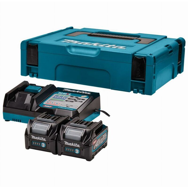 foto del prodotto makita 40v li ion max starter set 2 batterie 2,0 ah mbox 191v15 1