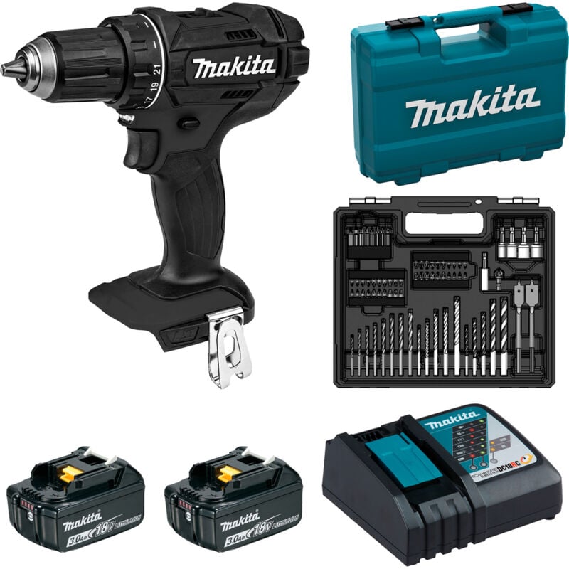 foto del prodotto makita 62nm nero bl1830x2 74 parti bi ddf482fx1b
