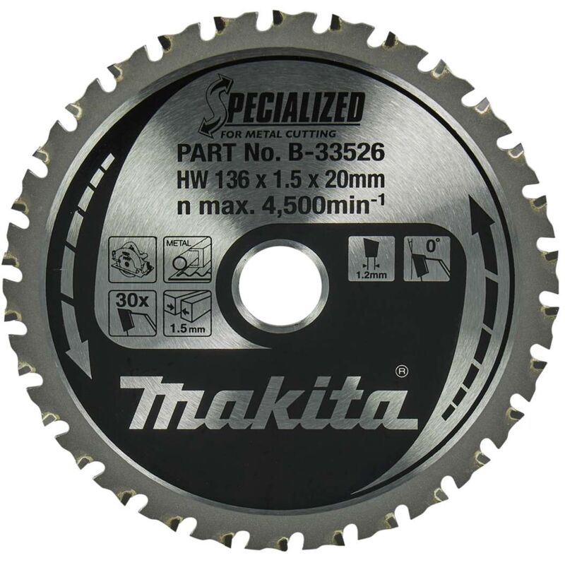 foto del prodotto makita accessori lama per metallo 136x20 mm, 30 denti b 33526