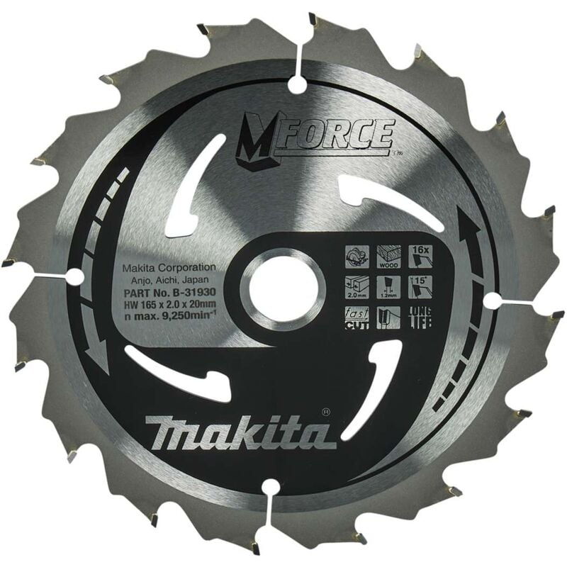 foto del prodotto makita accessori lama per sega circolare per legno, 165x20 mm, 16 denti b 31930