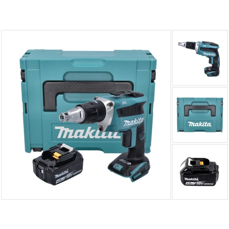 foto del prodotto makita avvitatore a batteria per cartongesso dfs 452 m1j 18 v brushless 1x batteria 4,0 ah makpac senza kit di ricarica